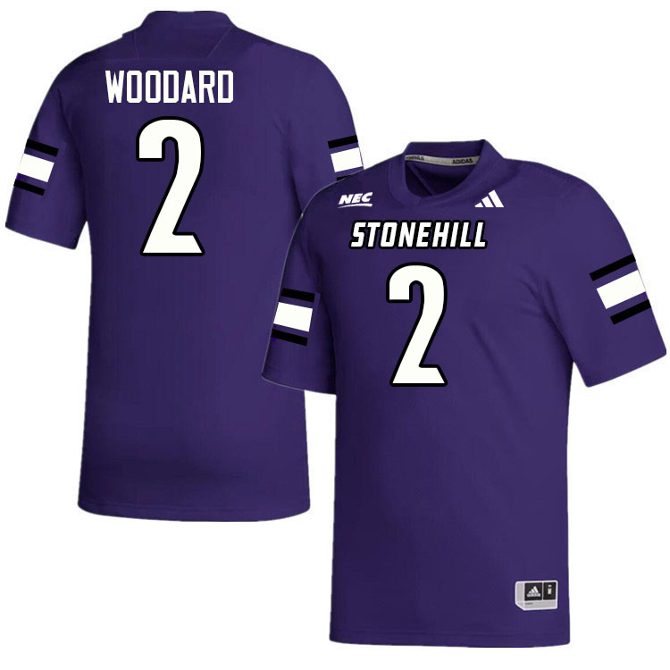 Stonehill Skyhawks #2 Zavion Woodard College Football Jerseys,Uniforms Stitched-Purple